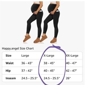 TWO PAIRS - Thermal Black Maternity Leggings with pockets - XL